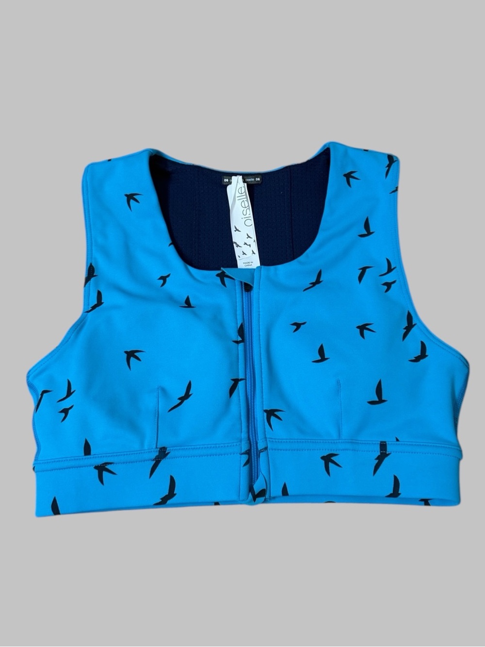 Oiselle Bold Blue Zip-Front Sports Bra